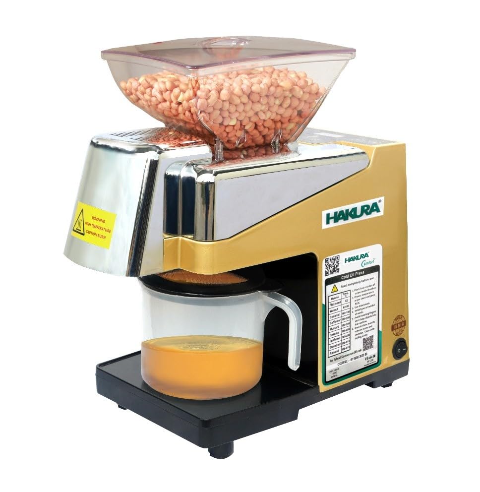 Comfort home oil press with seed hopper