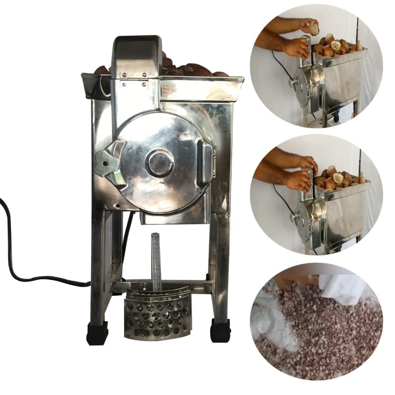 Copra cutter in use with output