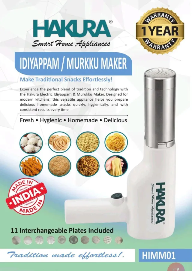 Hakura Idiyappam Maker features and food outputs